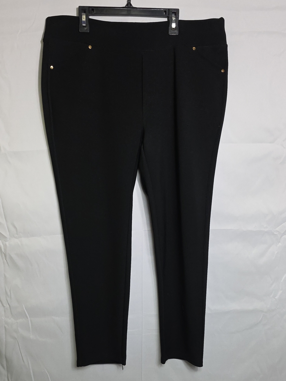 R Sofia Black Slim Ponte Knit Pants Women's Stretch XL Trousers (W720)